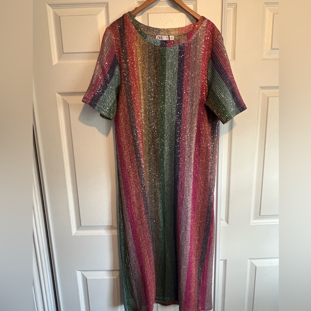 Zara rainbow sequin maxi dress